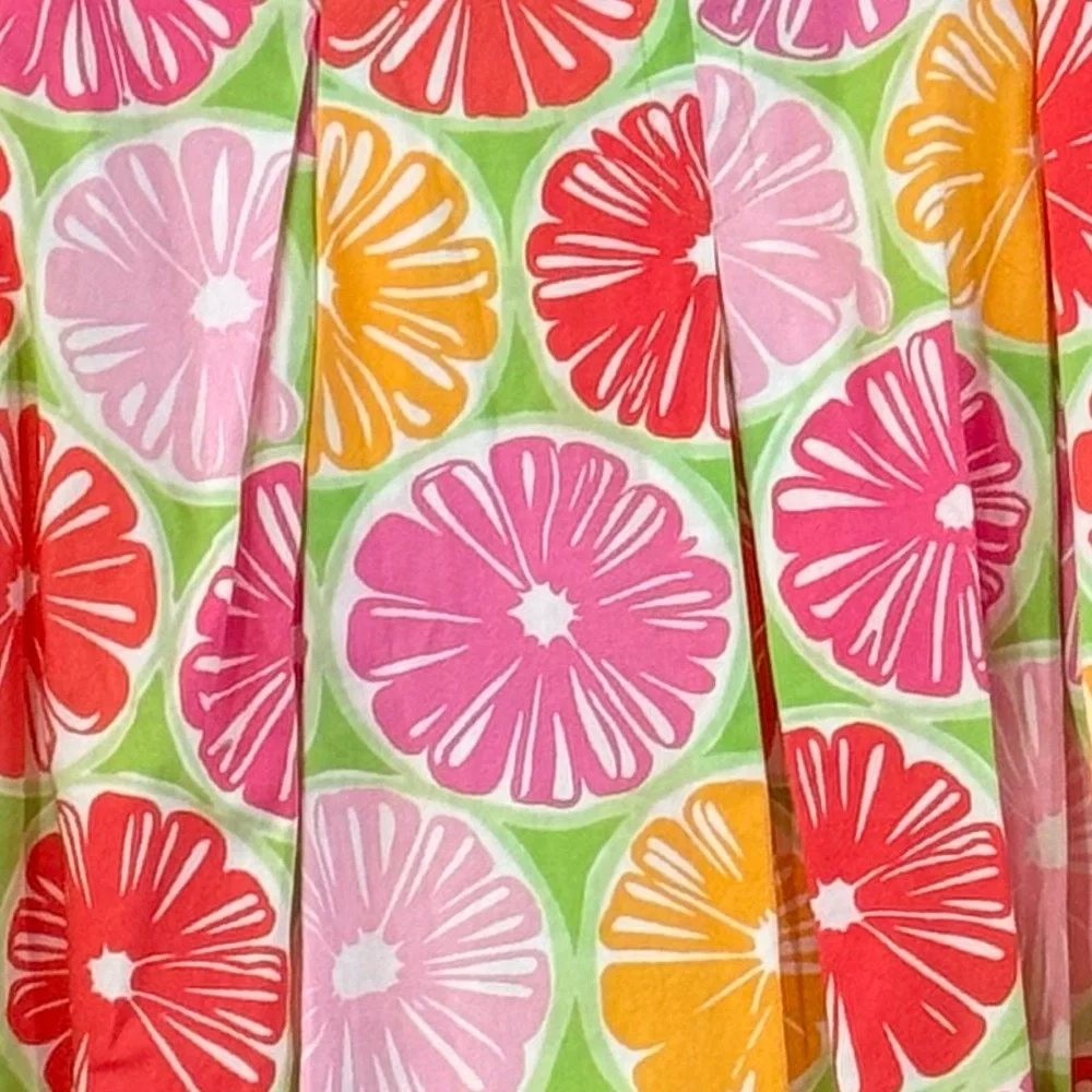 Lilly Pulitzer Women’s Pleated Cotton‎ Wrap Skirt Green and Pink Floral Size 2